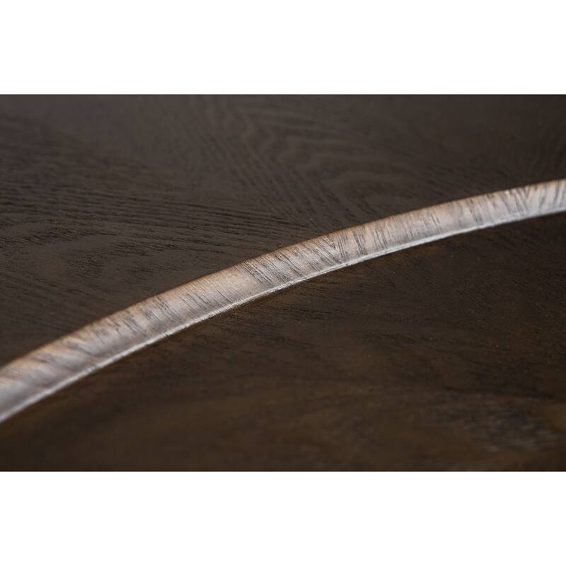 64 Inch Coffee Table, Free Form Irregular Top, Modern Dark Ash Brown