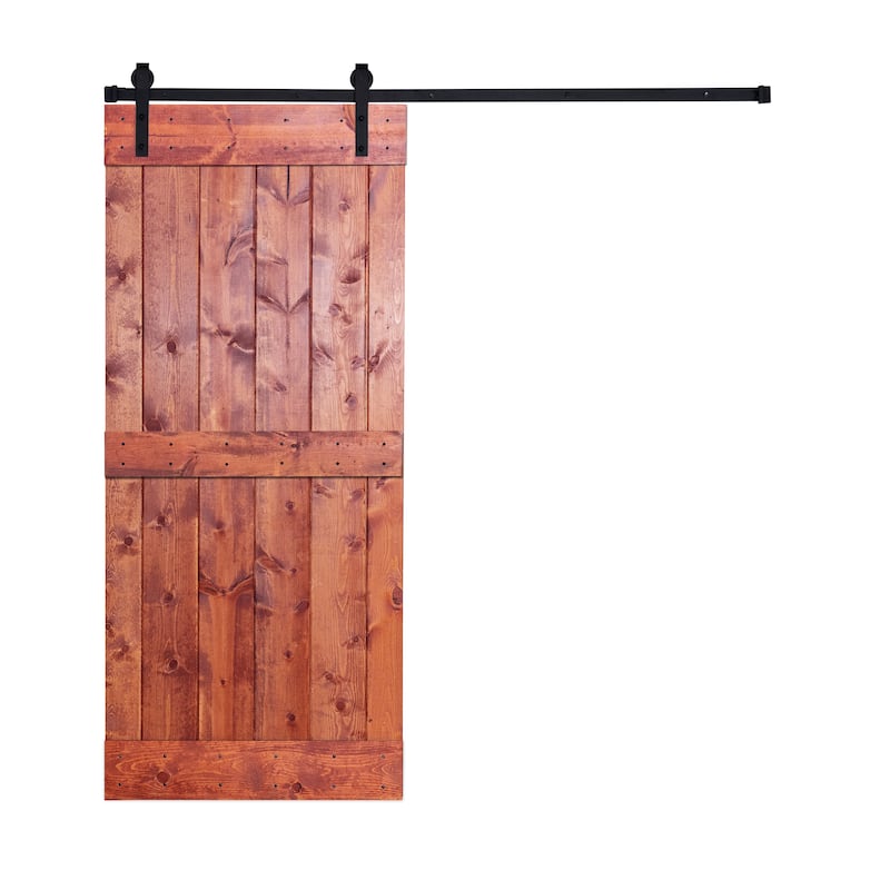 K1 Series Paneled Wood Barn Door with Installation Hardware Kit - 24" - Red Oak