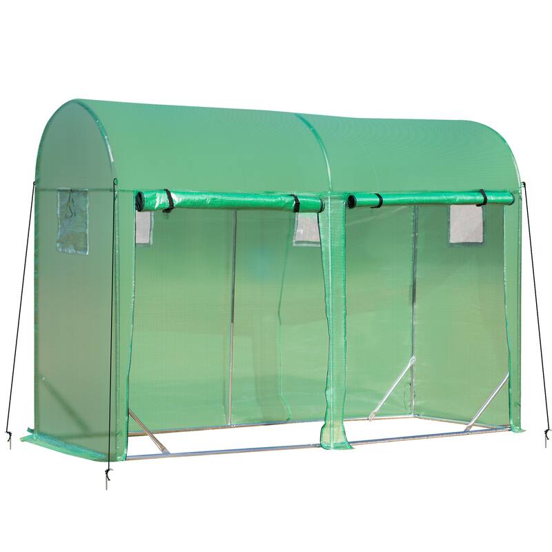 Outsunny 10' x 3' x 7' Tunnel Greenhouse Outdoor Walk-In Hot House with Roll-up Windows and Zippered Door, Steel Frame, PE Cover