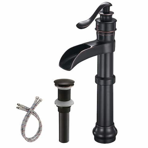 Vibrantbath Bathroom Vessel Sink Faucet Waterfall with Drain
