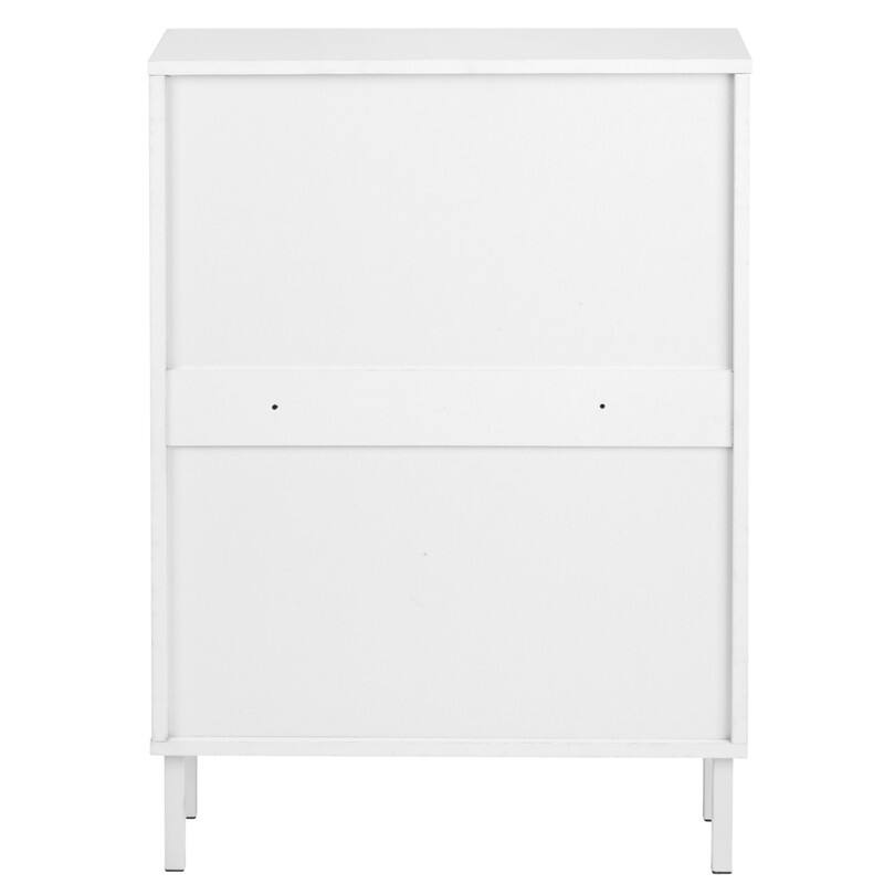 Rattan 2-Drawer Shoe Rack Cabinet,Shoe Storage w/Natural Rattan Flip Doors,Wall Mounted & Free-standing