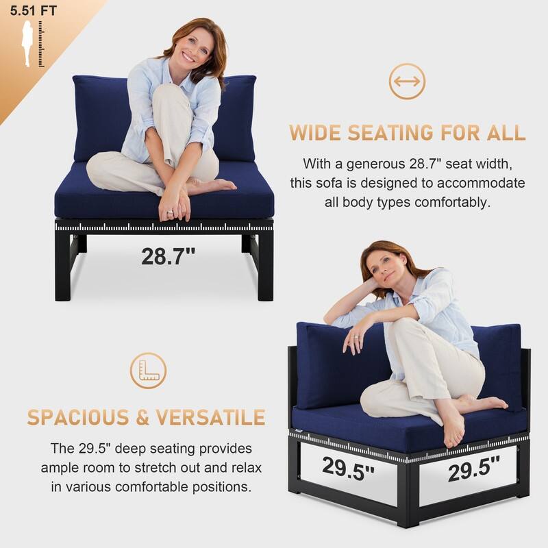 FINCATI Aluminum Outdoor Patio Furniture Conversation Sectional Sofa Set