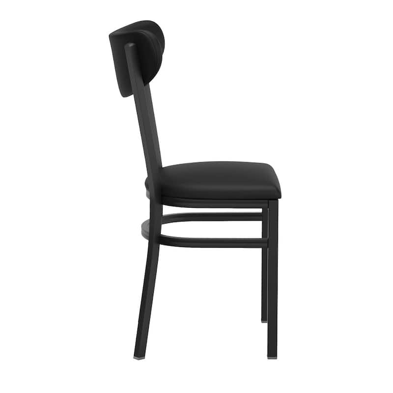 Commercial Metal Dining Chair with Wood Seat and Boomerang Back