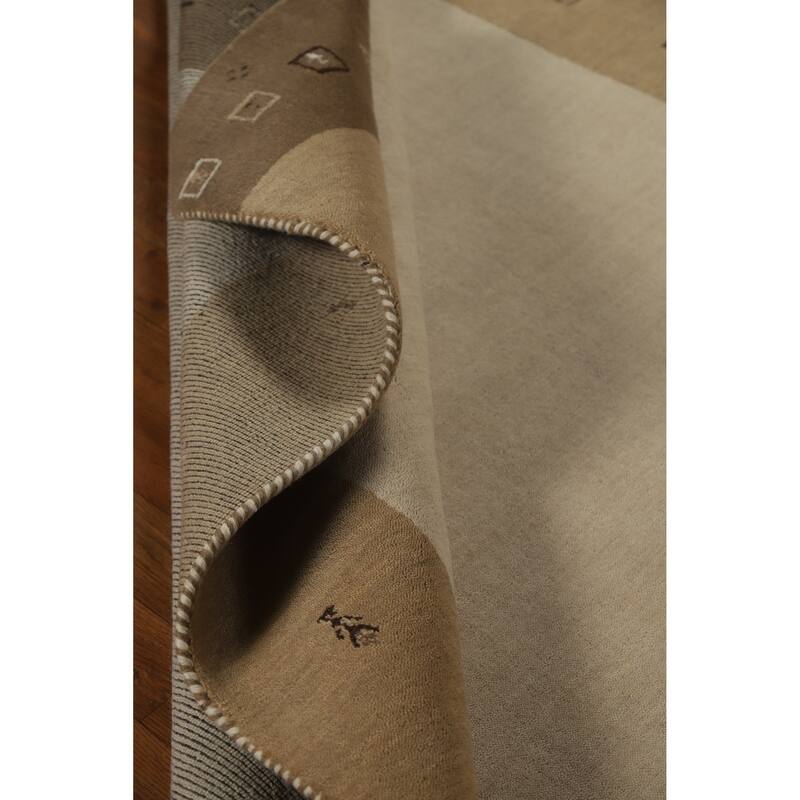 Beige Tribal Gabbeh Indian Rug Hand-Knotted Wool Carpet - 5'2" x 7'6"