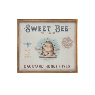 Wood Framed Canvas Wall Décor "Sweet Bee Backyard Honey Hives"