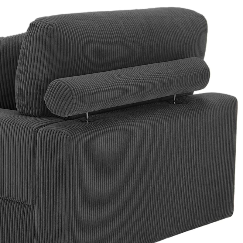 Modern Corduroy Indoor Chaise Lounge Couch with Pillows