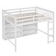 preview thumbnail 5 of 10, Full Loft Bed with 8 Open Storage Shelves, White Storage-Loftbed Frame w/ Safety Guardrail, Built-in Ladder, Wood Slats Support