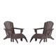 Laguna 4-Piece Adirondack Chairs with Ottomans Set - Dark Brown