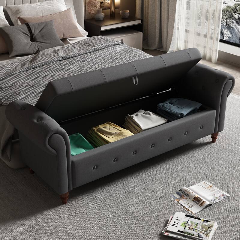 63" Bed Bench Entryway Storage Bench for Living Room Bedroom