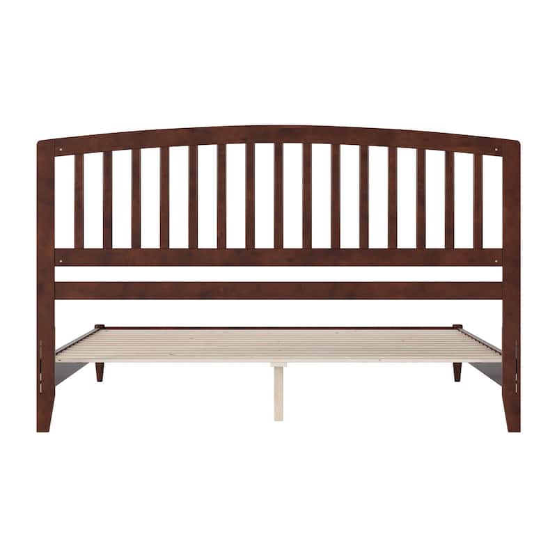King Size Wood Platform Bed - Low Profile Modern Design, Walnut Finish