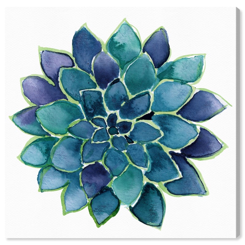 Wynwood Studio Prints Floral and Botanical Succulent Lovers Blue and Turquoise Tropical Wall Art Canvas Print