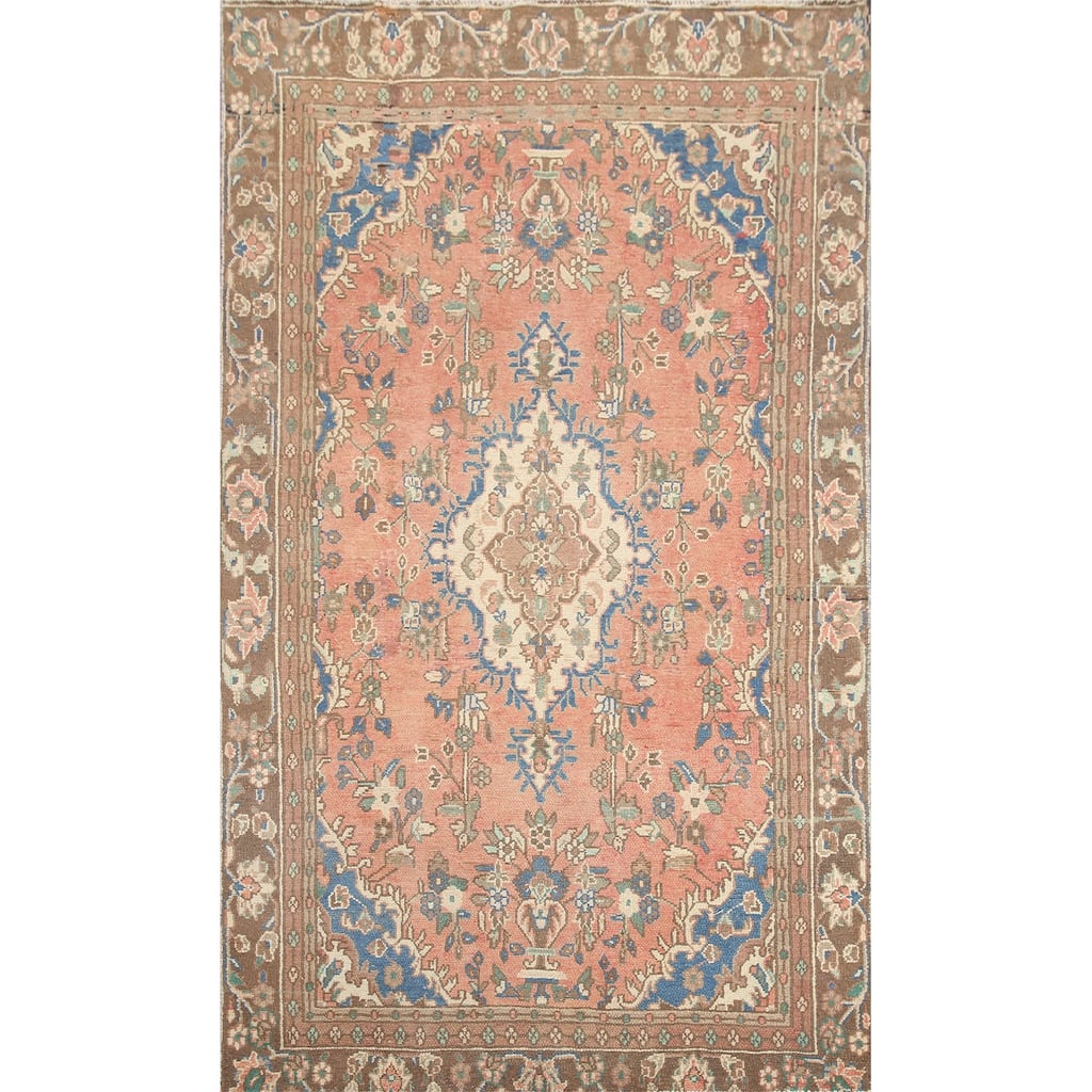 Hand Knotted Oriental 100% Wool Carpet Traditional Floral Pink Hamedan Area Rug - 8' 8'' X 5' 6''