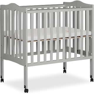 Dream On Me 2 in 1 Lightweight Folding Portable Crib - pebble grey