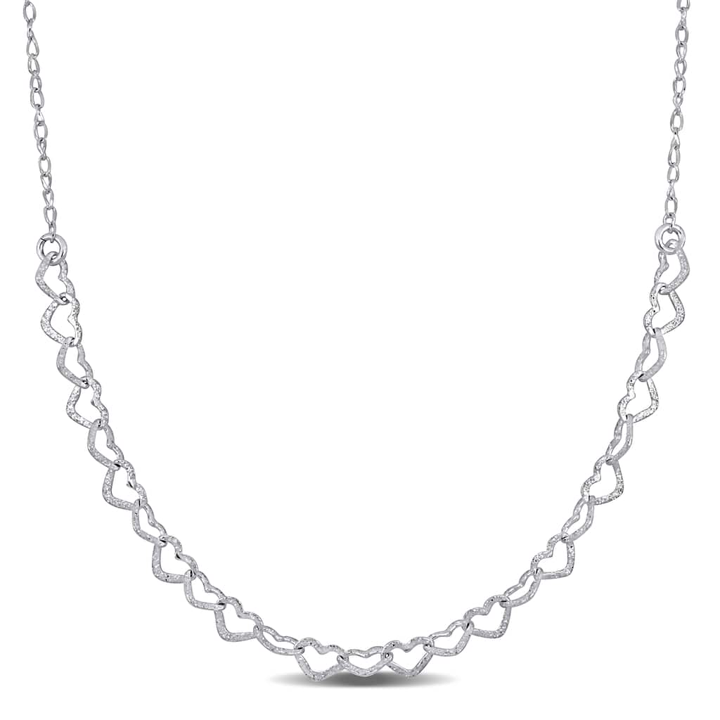 Miadora 4.5mm Heart Link Necklace in Sterling Silver