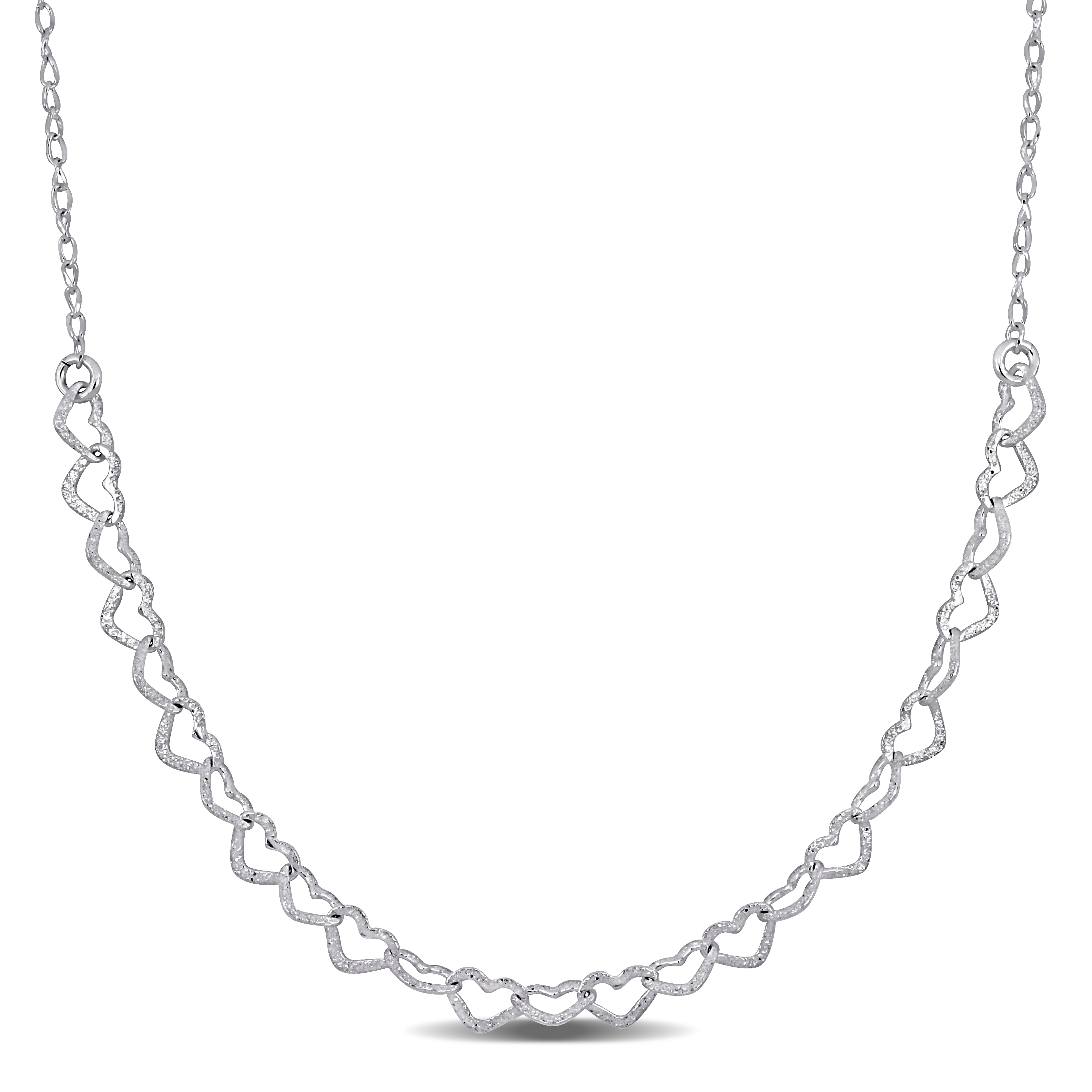 Miadora 4.5mm Heart Link Necklace in Sterling Silver