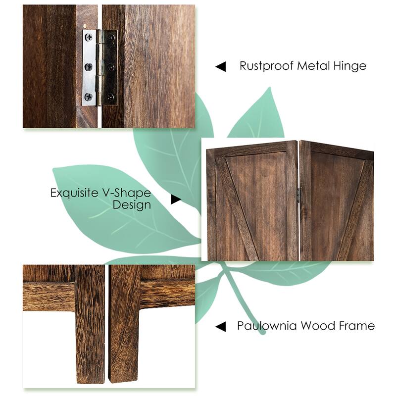 Costway 4Panels Folding Wooden Divider W/ V-shaped Design 5.6Ft Tall