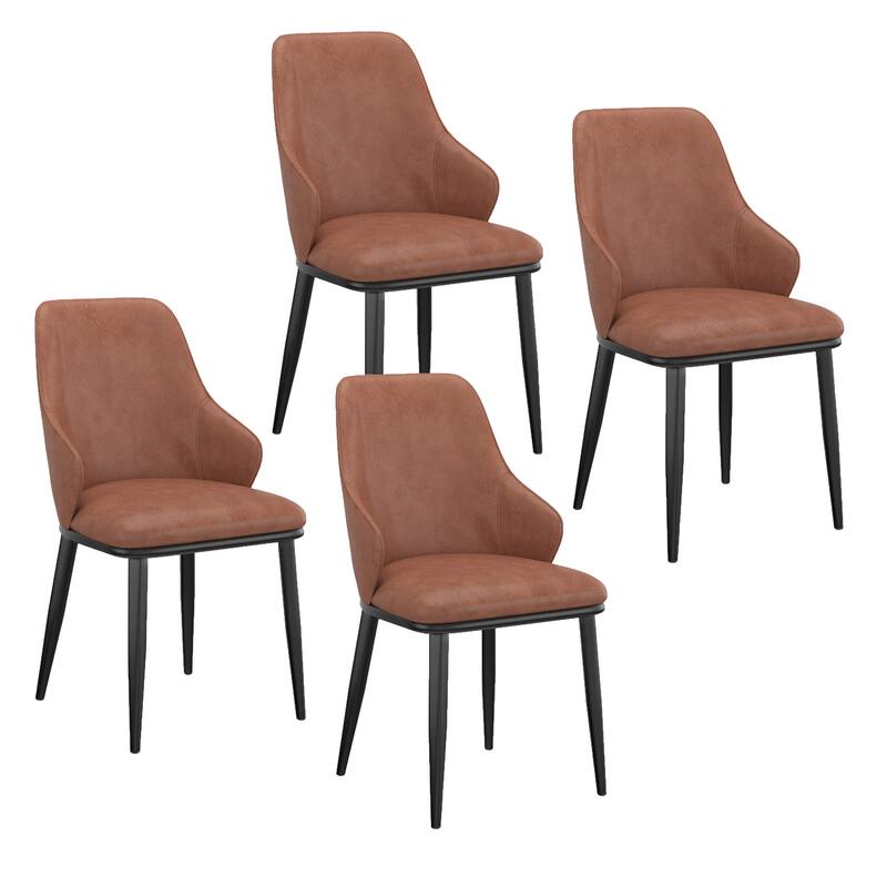 Contemporary Faux Leather and Metal Dining Chair, Set of 4