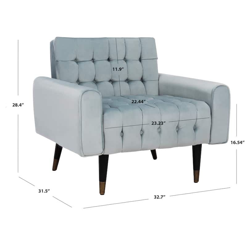 SAFAVIEH Nansy Contemporary Tufted Velvet Accent Chair - 32.7" x 31.5" x 28.4" - 34Wx31Dx29H