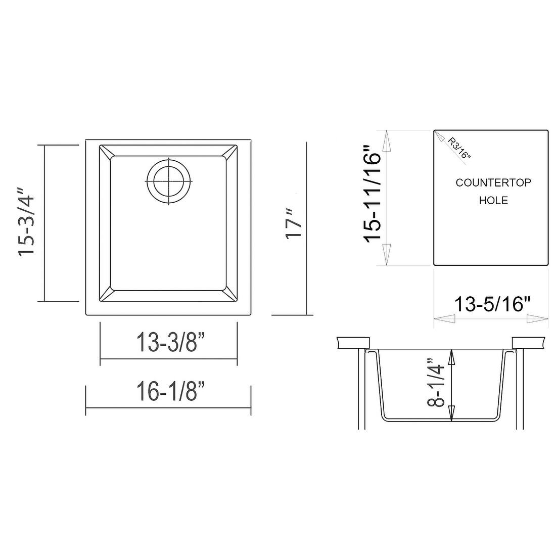 Alfi Brand White Granite Composite 17inch Undermount Rectangular