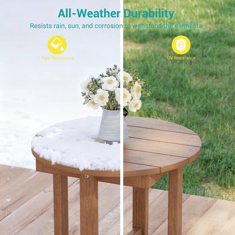HDPE All-weather Outdoor Side Table, Easy Install Patio Table