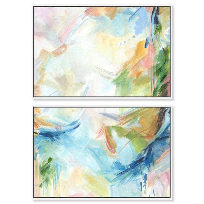In the Beginning Canvas Set of 2 by Art Remedy - 24" x 16" - White
