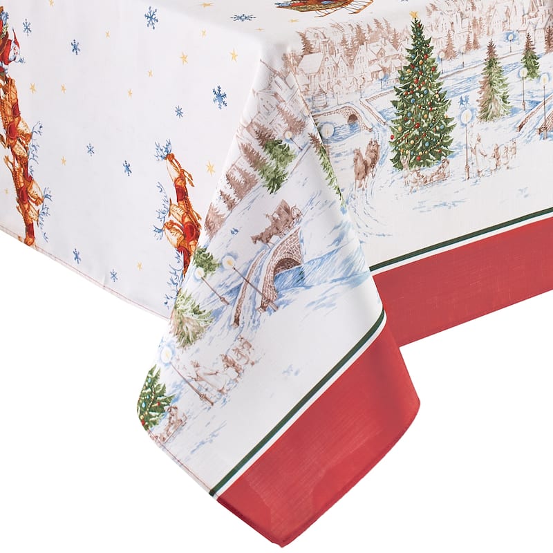 Santa's Snowy Sleighride Tablecloth