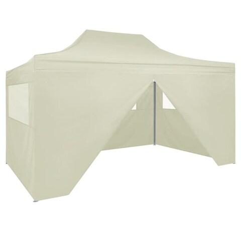 vidaXL Professional Folding Party Tent with 4 Sidewalls 9.8'x13.1' Steel Cream - 118.1"x157.5"