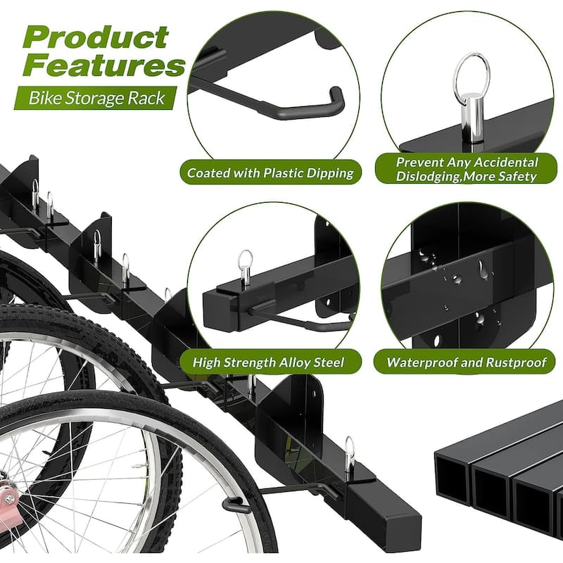 Sttoraboks Bike Storage Rack, 67-Inch Garage Wall Mount Hanger, Indoor Bicycle Organizer for 5 Bikes
