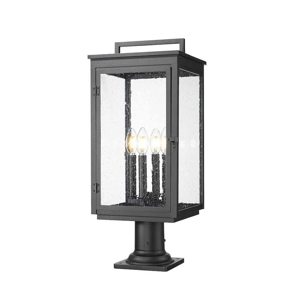 Z-Lite 5019PHBR-533PM Hartwell 4 Light 25" Tall Post Light with Seedy