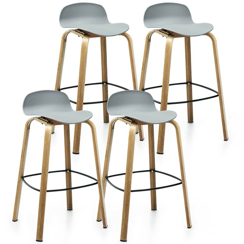Gymax Modern Set of 4 Barstools 30inch Pub Chairs w/Low Back & Metal - See Details - Grey - Set of 4 - See Details