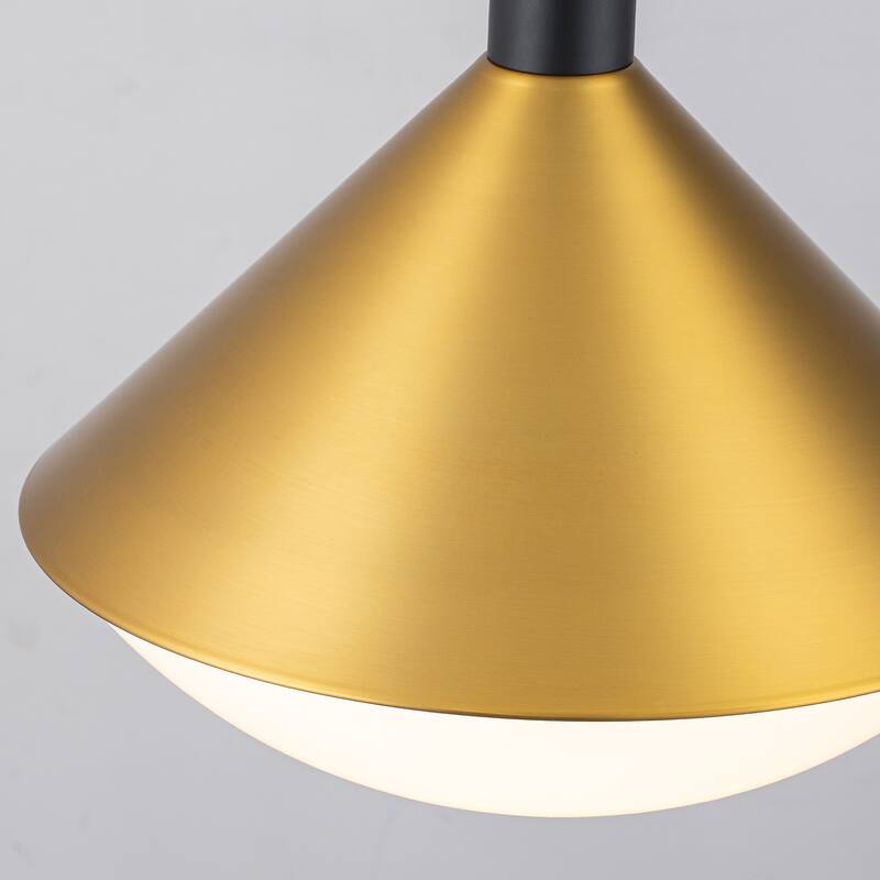 Single Light Cone Metal Pendant with Frosted White Glass Shade