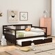 preview thumbnail 12 of 31, Multifunctional Design Wood Daybed Bed with Backrest and Twin Size Trundle, Full Size Espresso