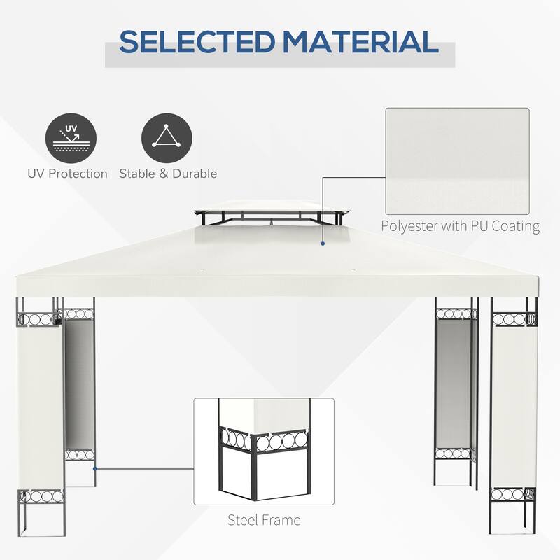 10' x 13' Double Roof Outdoor Gazebo with Screen, Steel Frame, for Garden, Lawn, and Backyard