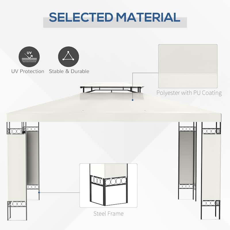 Outsunny 13' x 10' Patio Gazebo Outdoor Canopy Shelter with Double Vented Roof, Steel Frame for Lawn Backyard and Deck
