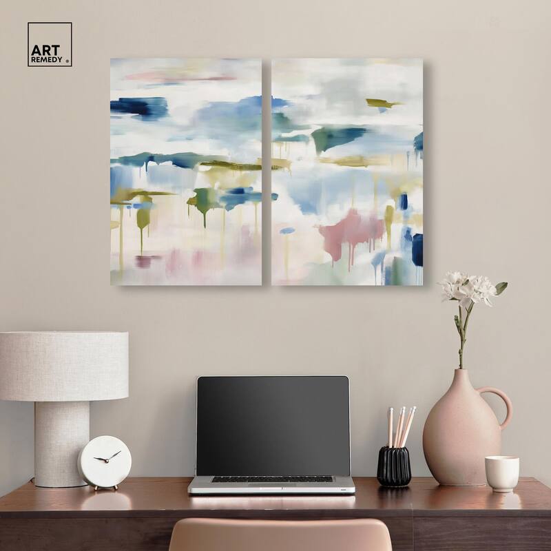 Veil of Azure I Canvas Set of 2 by Art Remedy, Gallery Wrapped