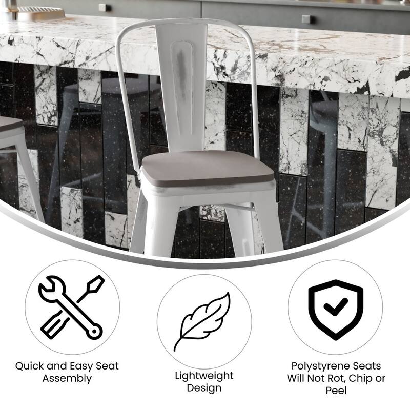 All-Weather Counter Height Stool with Poly Resin Seat