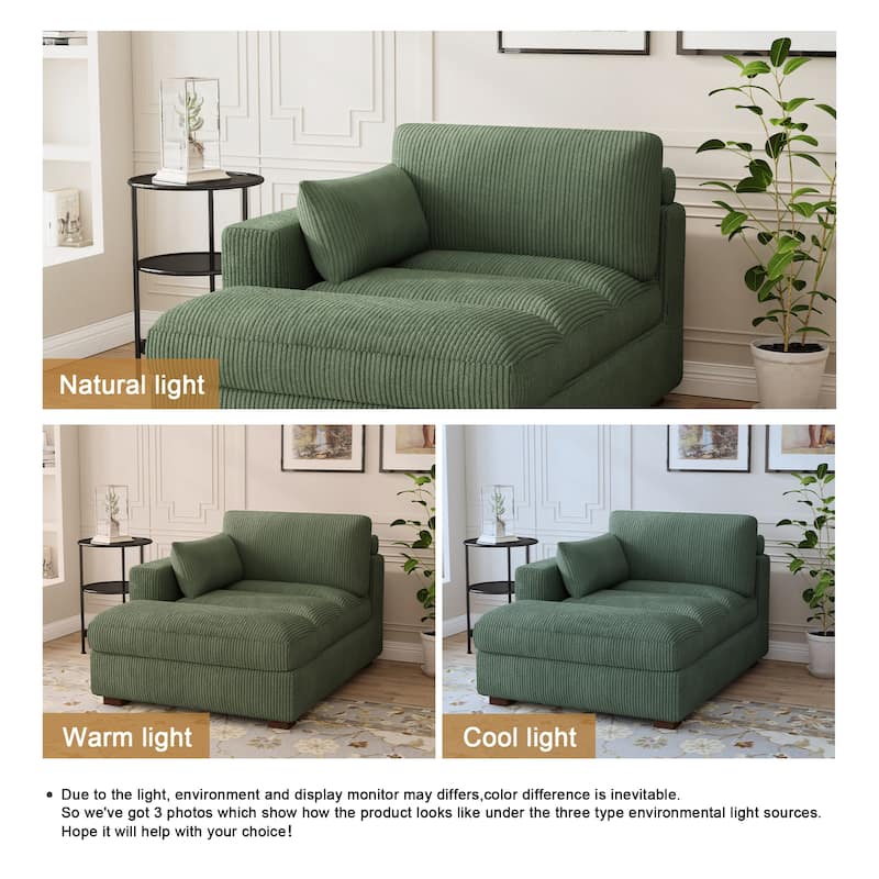Modern Corduroy L-Shaped Sofa Chaise Lounge Couch