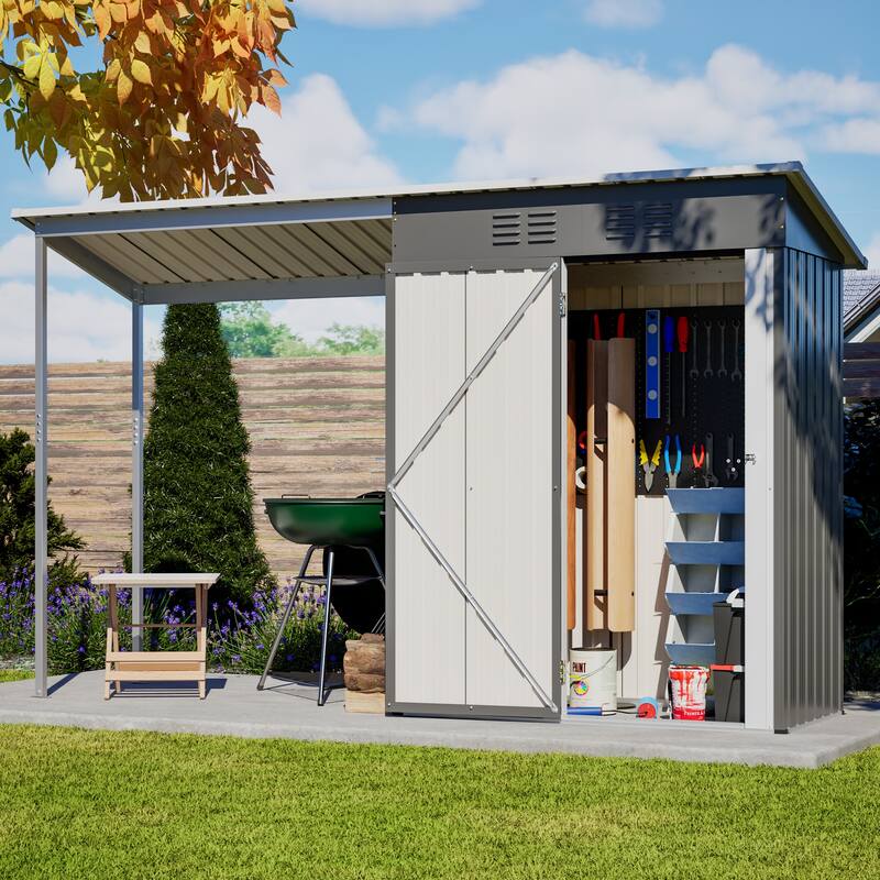 GDFStudio - Lucas All-Weather Outdoor Heavy Duty Metal Storage Shed with Robust Construction and Easy Assembly