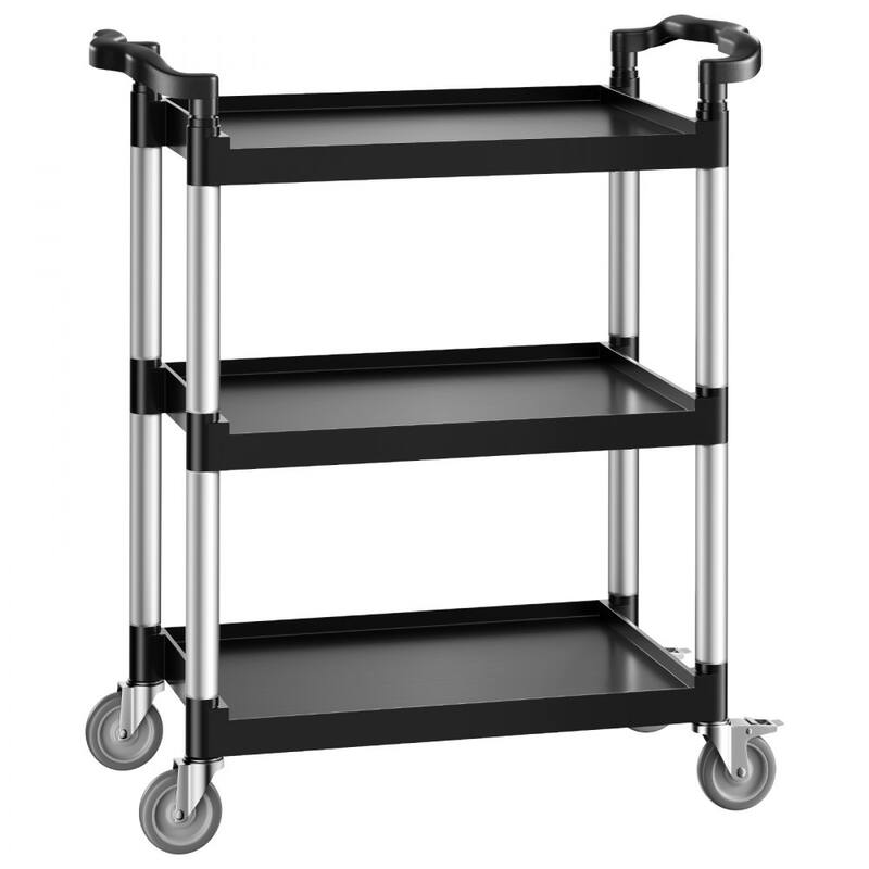 Black 3-Tier Metal Rolling Utility Cart Mobile Organizer with Locking Wheels for Garage and Home Storage - 34.65 x 16.14 x 39 in