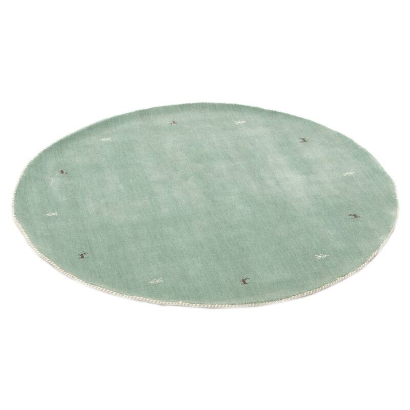 Kashkuli Gabbeh Teal Rug 4'11" x 4'11" - 4'11 x 4'11