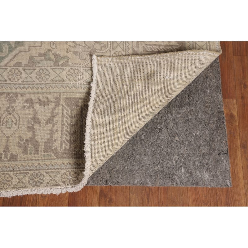 Distressed Muted Tabriz Persian Vintage Rug Handmade Wool Carpet - 9'10" x 12'8"