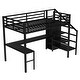 preview thumbnail 5 of 10, Full Size Loft Bed with L-shaped Desk and USB, Metal Loft Bed with Wardrobe and Adjustable Shelf, High Loft Bed with LED