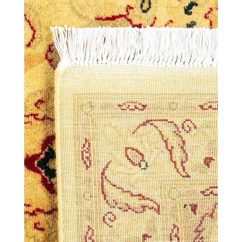 Overton Hand Knotted Wool Vintage Inspired Modern Contemporary Overdyed Yellow Runner Rug - 2' 7" x 10' 1"