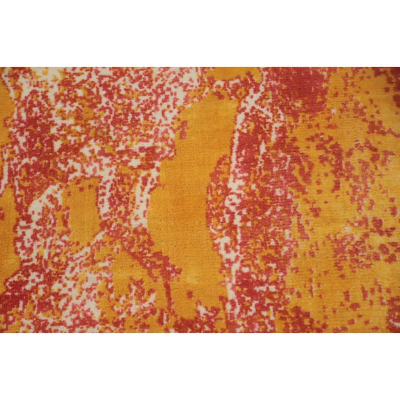 Hand Knotted Oriental Viscose Silk Carpet Modern All-Over Oranges & Rust Abstract Area Rug - 5' 9'' X 4' 0''