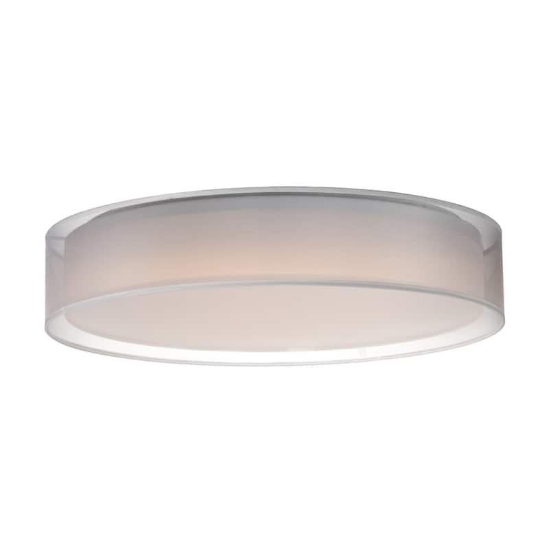 Maxim 10237 Prime 25" Wide LED Flush Mount Drum Ceiling Fixture - White Organza