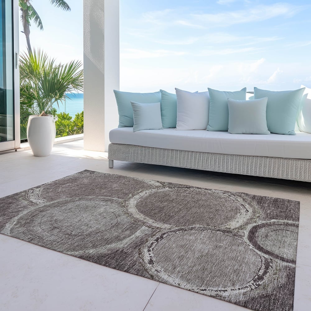 Machine Washable Indoor/ Outdoor Modern Grain Chantille Rug