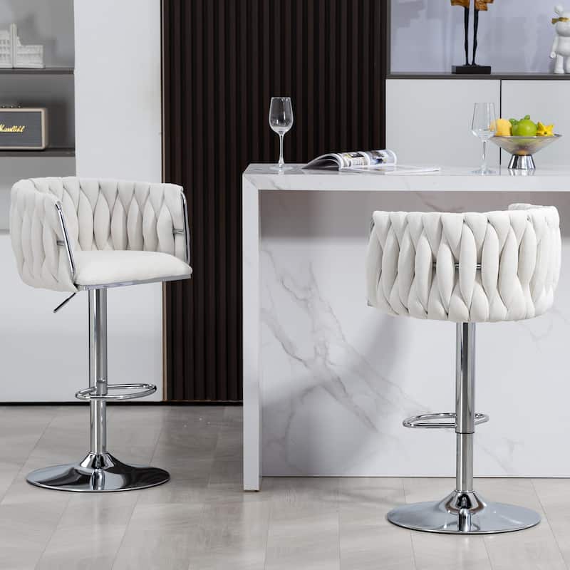 26'' Counter Height Bar Stools Velvet Kitchen Island Counter Bar Stool With Hand- Wave Back