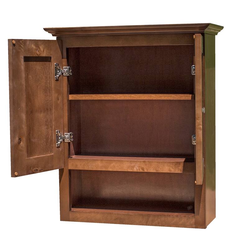 Rustic Shaker Walnut Stained Bathroom Wall Cabinet