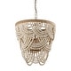 preview thumbnail 4 of 10, 19.7" Wide Beige Layered Wood Beaded Chandelier with 4-Light