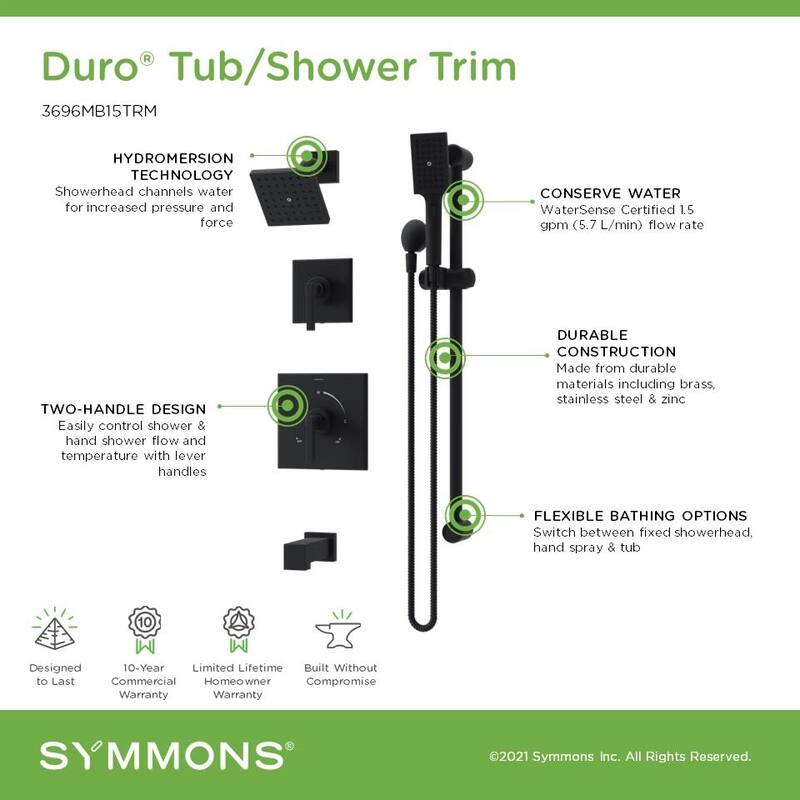 Symmons 369615TRM Duro HydroMersion Pressure Balanced Tub and Shower